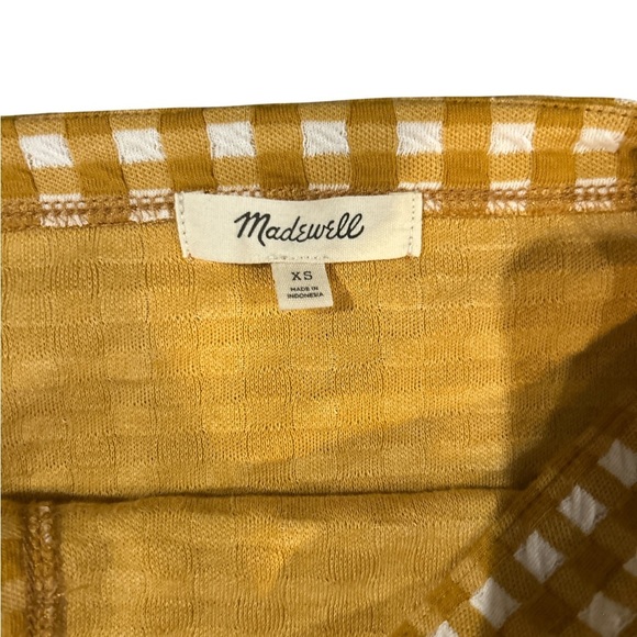 Madewell Gingham Mini Dress XS Mustard Yellow Button Front - Picture 5 of 8